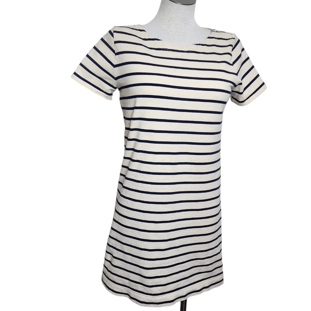 J.Crew Crew Neck Nautica Horizontal Striped 100 % Cotton Shift Dress Size S